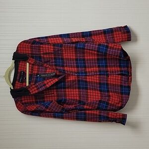 Edgar + Ash long sleeve plaid hooded flannel. Men's medium. new with tags